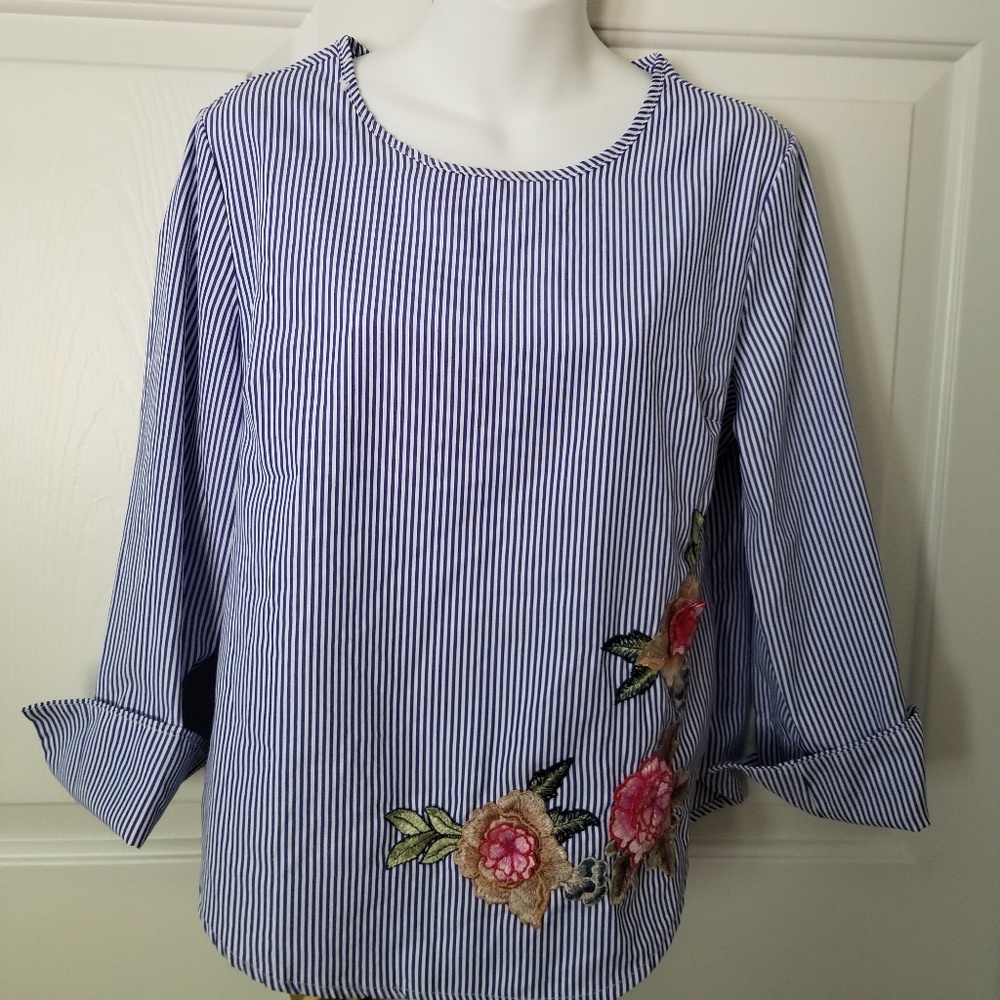 Kontrol Striped Embroidered Top - Never worn! - M